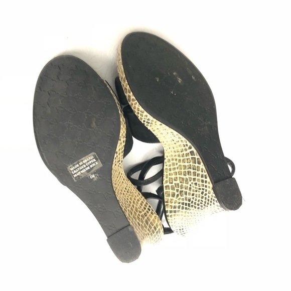 Franco Sarto Suede Ankle Strap Snake Print Wedges - Picture 8 of 8